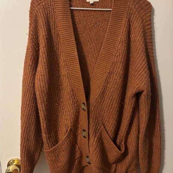 SO Sweaters - SO Women's Rust Baggy Cardigan Cottage Core Girly Sweater